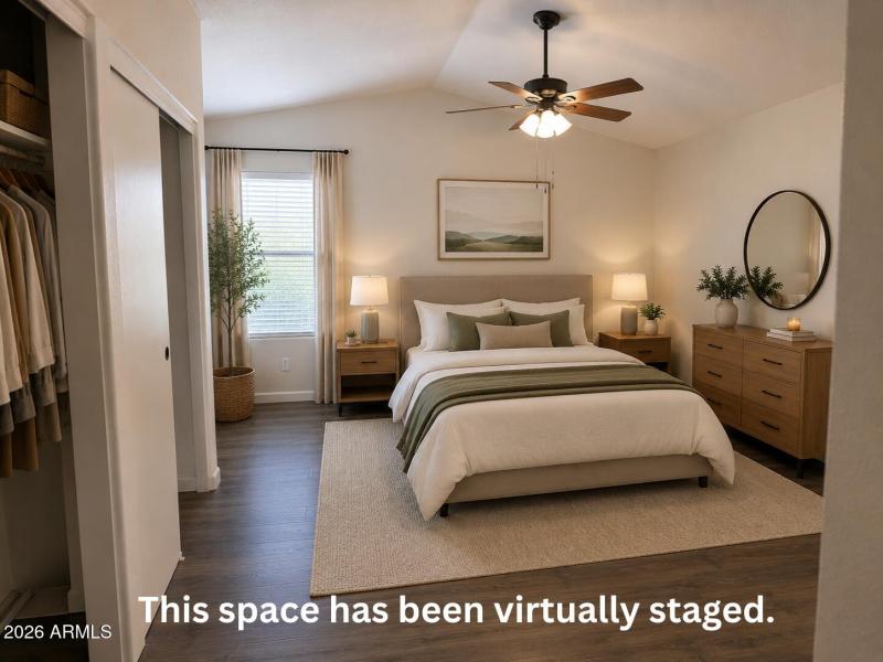 Virtually staged Primary Bedroom