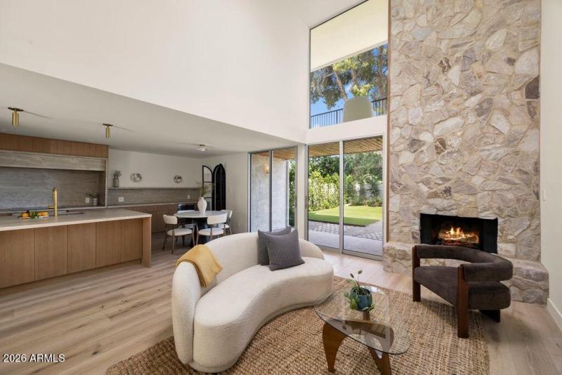 Stacked Stone Fireplace