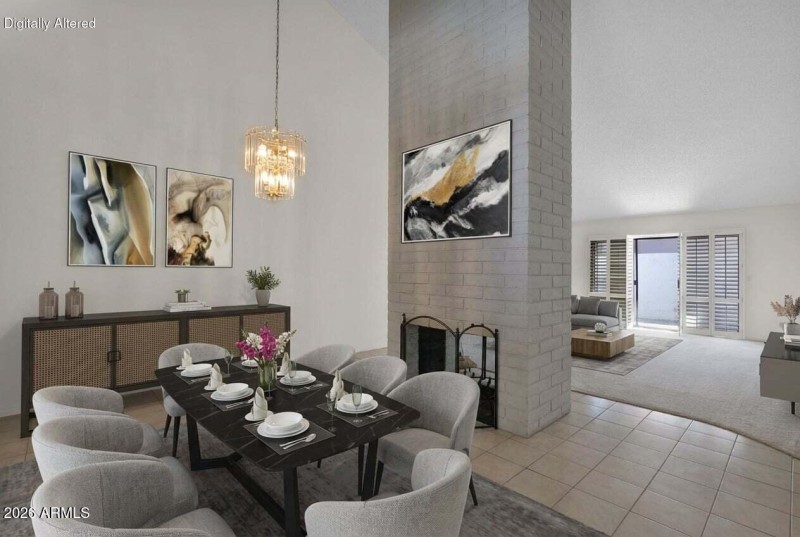 Dining room virtually staged