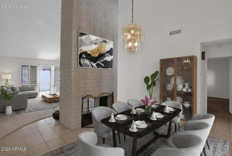 Dining room virtually staged