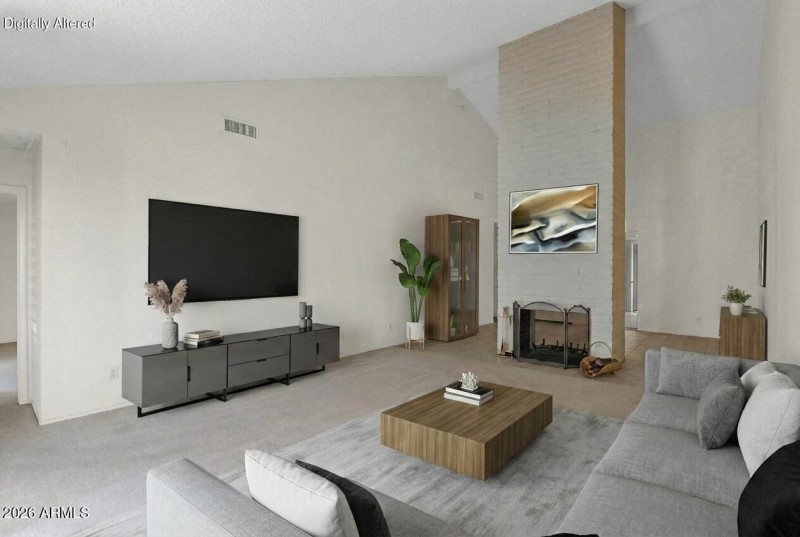 Living room virtually staged