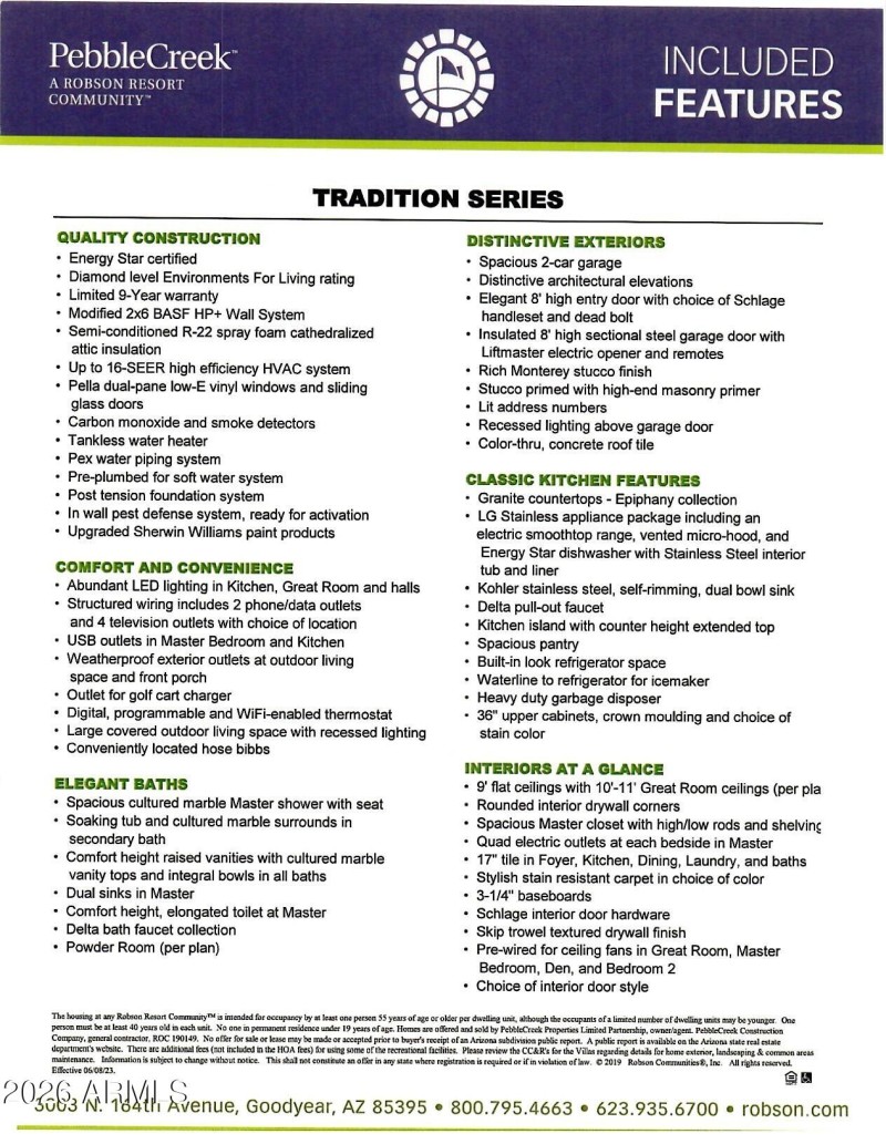 PebbleCreek Tradition Series Features