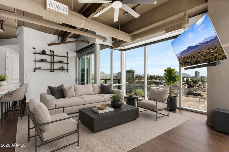 Great Room Camelback Views Virtual Stage