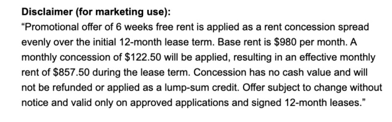 Special offer disclosure