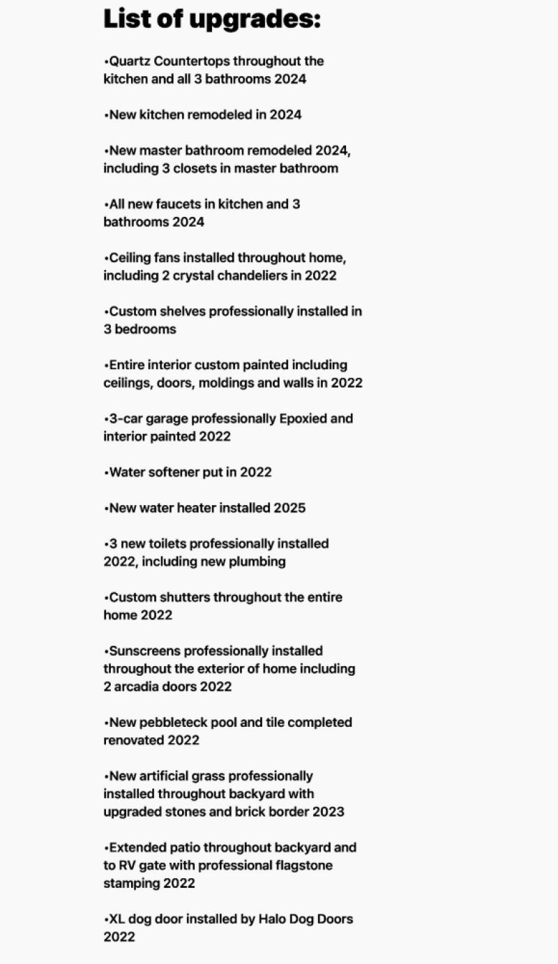LIST OF UPGRADES