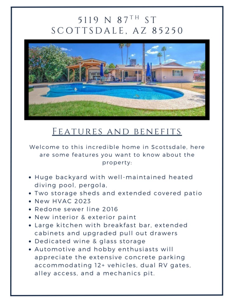 Features & Benefits List