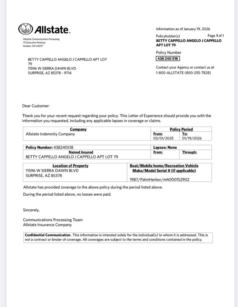 Insurance/CLUE Report